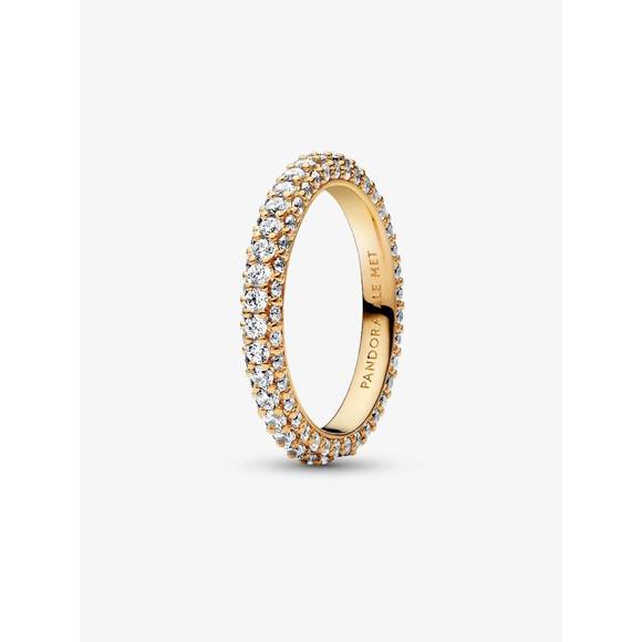 NEW PANDORA women's timeless pave single row ring in gold - Picture 1 of 2